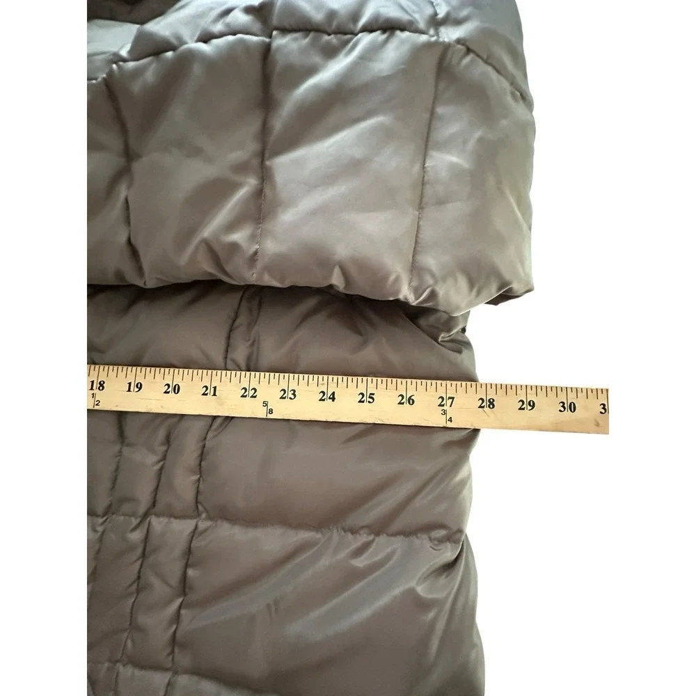 LANDS END COAT Womens 2XL Down‎ Feather Brown Quilted Puffer Jacket Hooded #RR-8